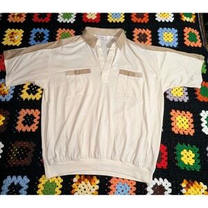 Vintage Classics By Palmland Polo Shirt Men's XL Color Block White Beige